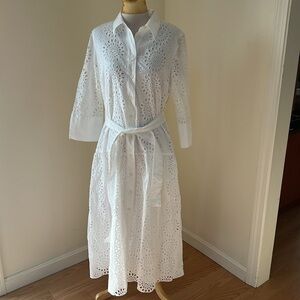 NWOT! Zara large white eyelet embroidered midi dress.